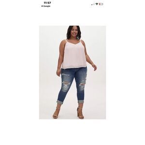 Torrid Sophie Blush Pink Chiffon Beaded Swing Flowy Feminine Cami Tank Top 3X